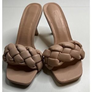 NEW Apricot Braided Slip On High Heels Size 6 Women’s Nude